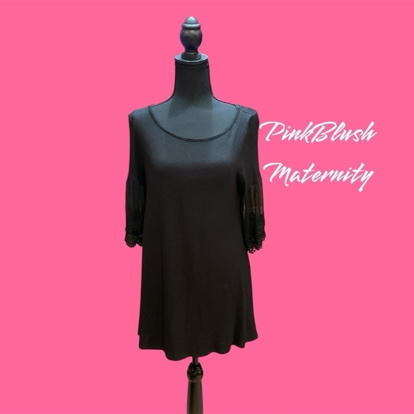 PINKBLUSH SIZE MEDIUM MATERNITY BLACK PULLOVER GENTLY WORN - Picture 1 of 3